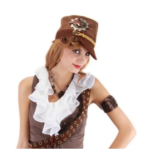 Elope Steamworks Steampunk Cadet Brown Hat Adult main image 6